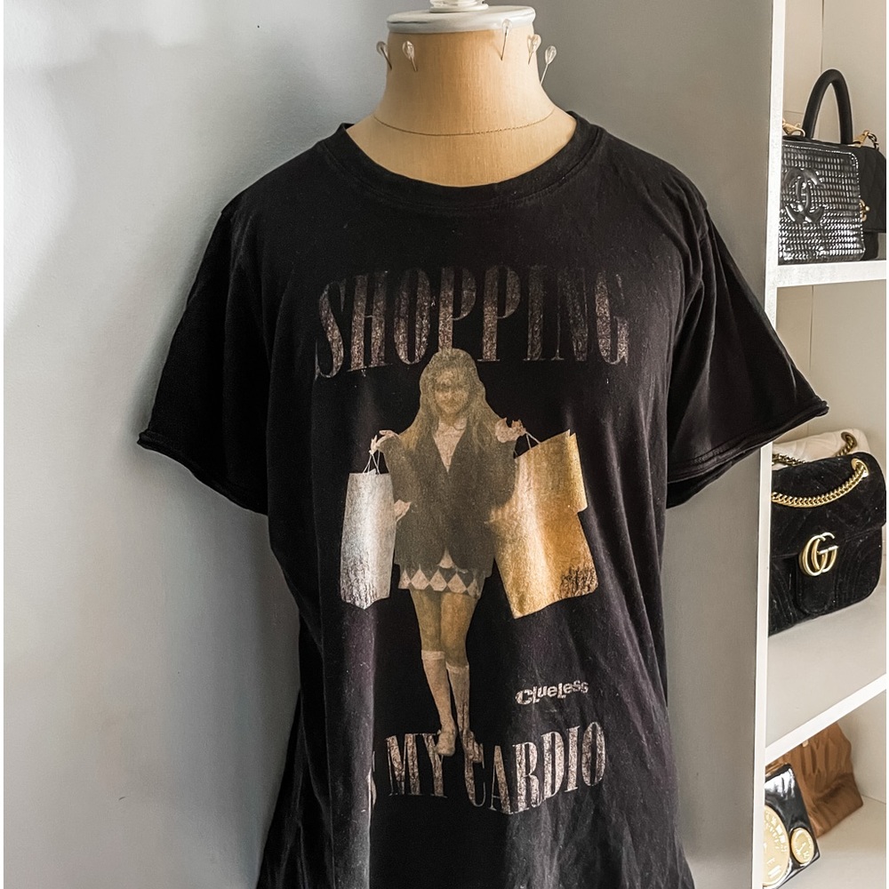 CLUELESS “SHOPPING IS MY CARDIO” TEE 🛍️